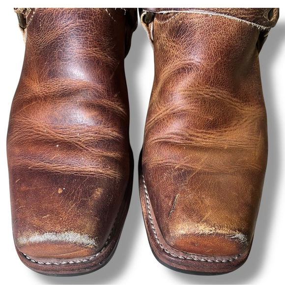 Frye Belted Harness Boots Mens 10 M Motorcycle Engineer Square Toe USA Leather - Picture 3 of 16